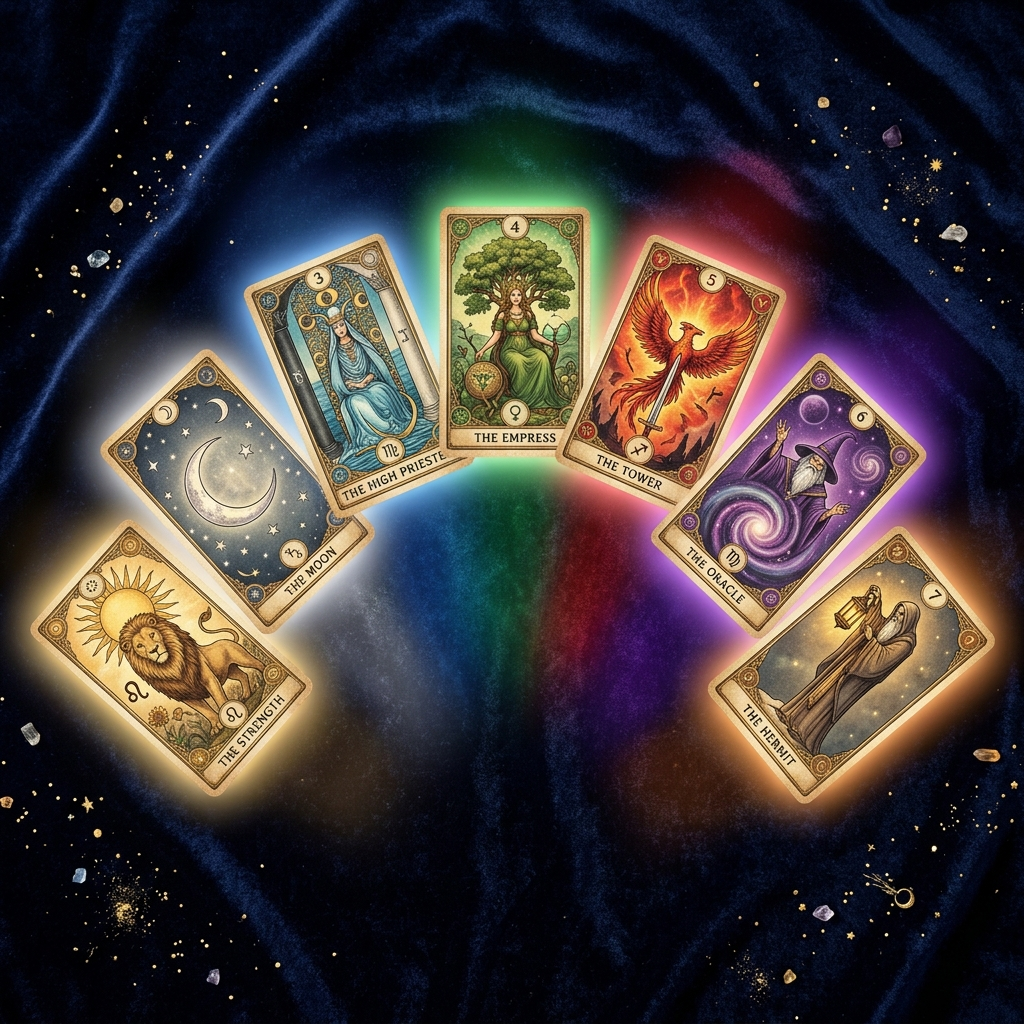 Structure de l'oracle Belline — 53 cartes et 7 familles planétaires