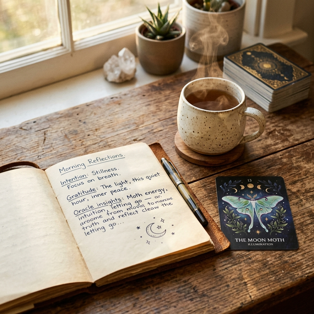 Rituel quotidien de tirage oracle Belline — journal de lectures